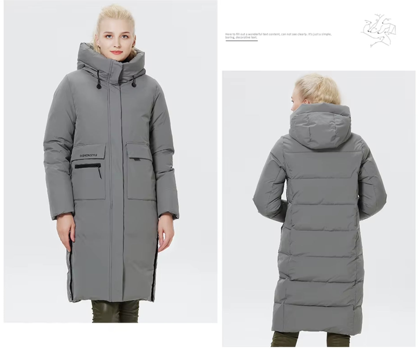 Doudoune Longue Femme Hiver ICEbear  – Chaude, Épaisse, avec Grandes Poches et Capuche