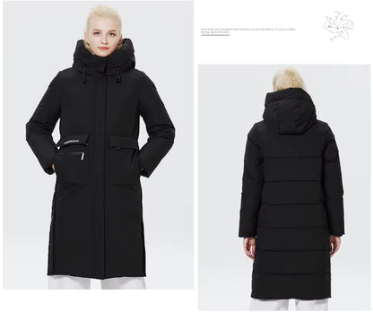 Doudoune Longue Femme Hiver ICEbear  – Chaude, Épaisse, avec Grandes Poches et Capuche