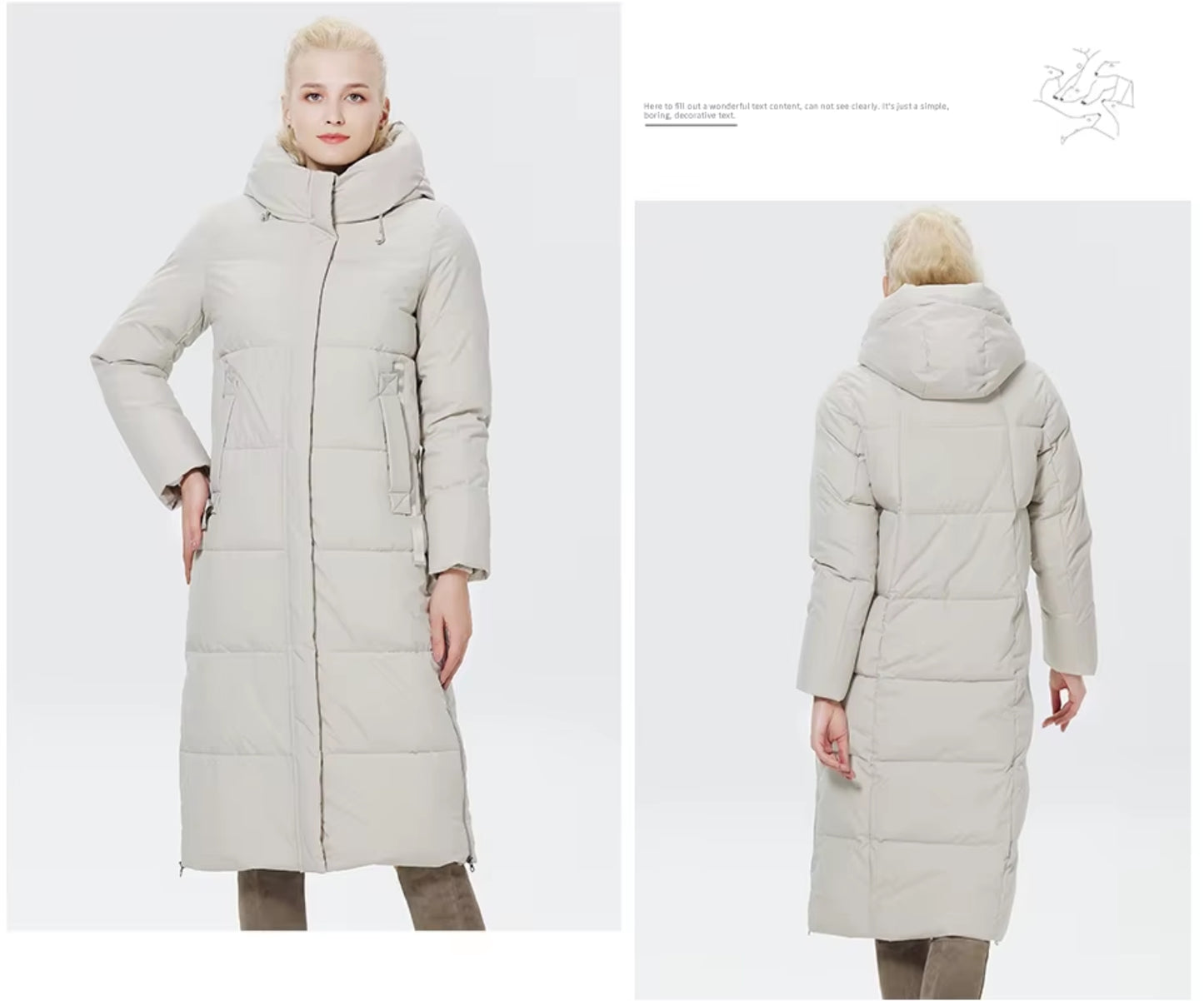 Ice Bear Doudoune Longue Femme Hiver – Manteau Chaud avec Capuche