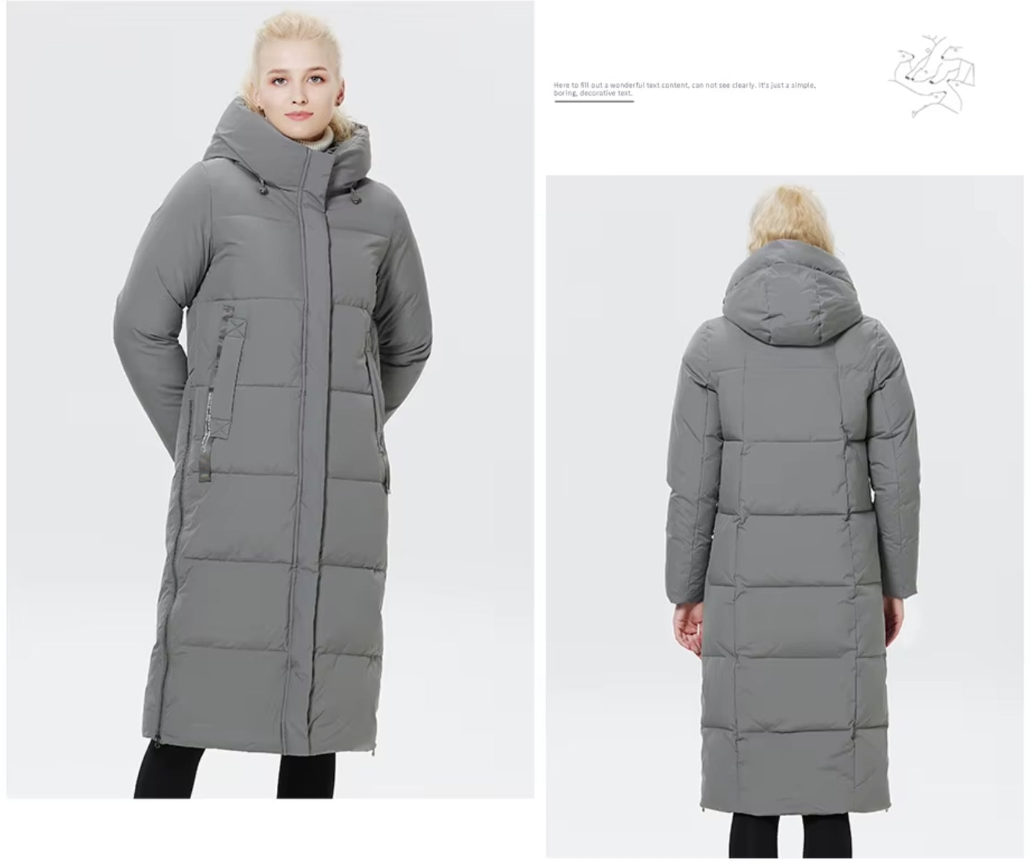 Ice Bear Doudoune Longue Femme Hiver – Manteau Chaud avec Capuche