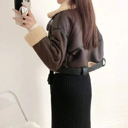 veste similicuir avec ceinture femme