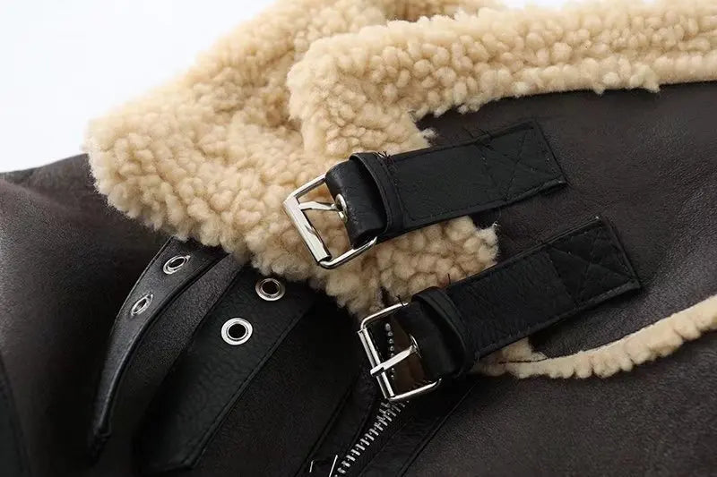 veste similicuir avec ceinture femme