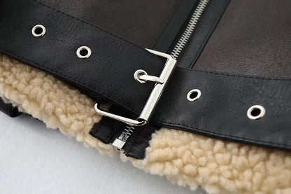 veste similicuir avec ceinture femme