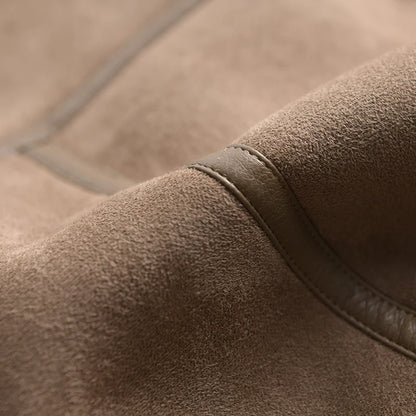 Veste d’hiver courte pour femme, épaisse et chaude, en suédine avec doublure en laine d’agneau
