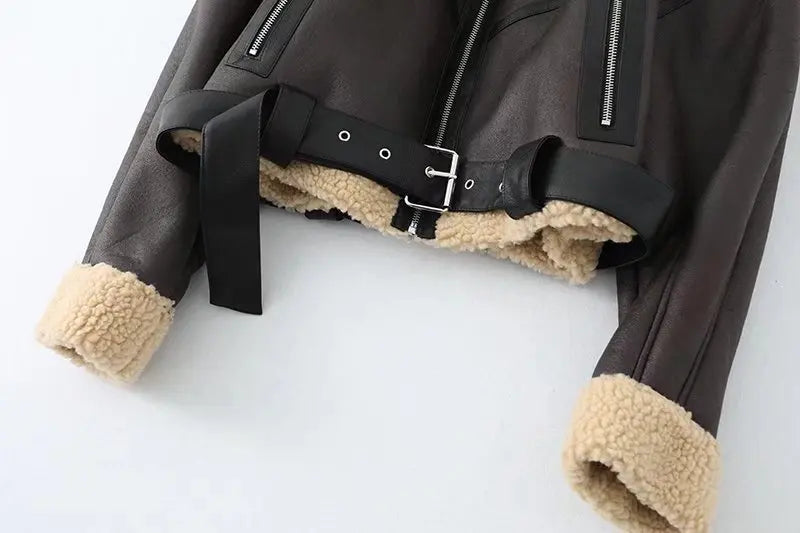 veste similicuir avec ceinture femme