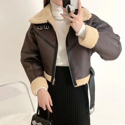 veste similicuir avec ceinture femme
