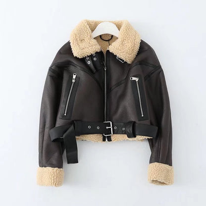 veste similicuir avec ceinture femme