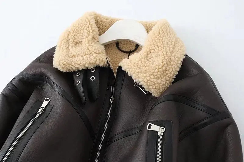 veste similicuir avec ceinture femme