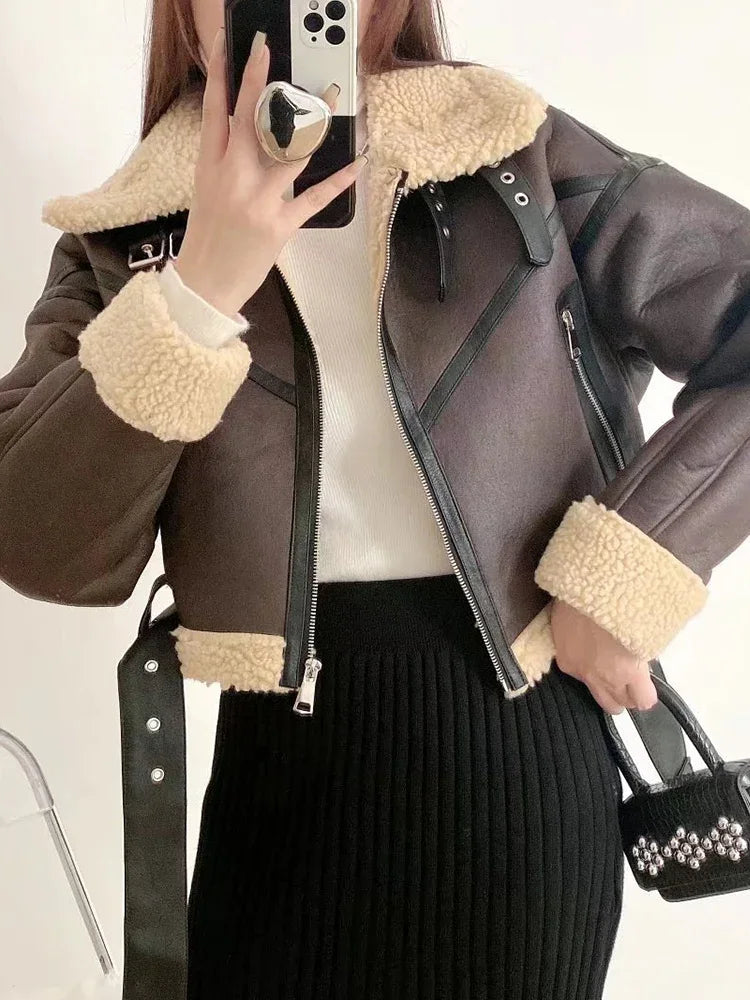 veste similicuir avec ceinture femme