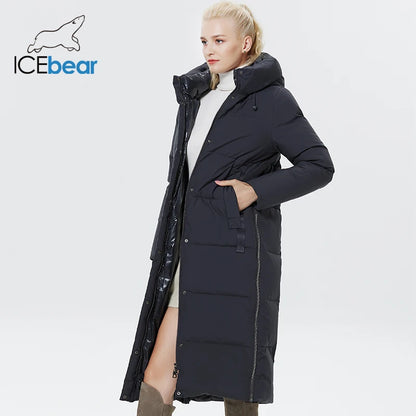 Ice Bear Doudoune Longue Femme Hiver – Manteau Chaud avec Capuche