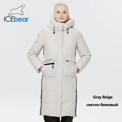Doudoune Longue Femme Hiver ICEbear  – Chaude, Épaisse, avec Grandes Poches et Capuche