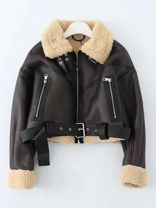 veste similicuir avec ceinture femme