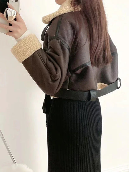 veste similicuir avec ceinture femme