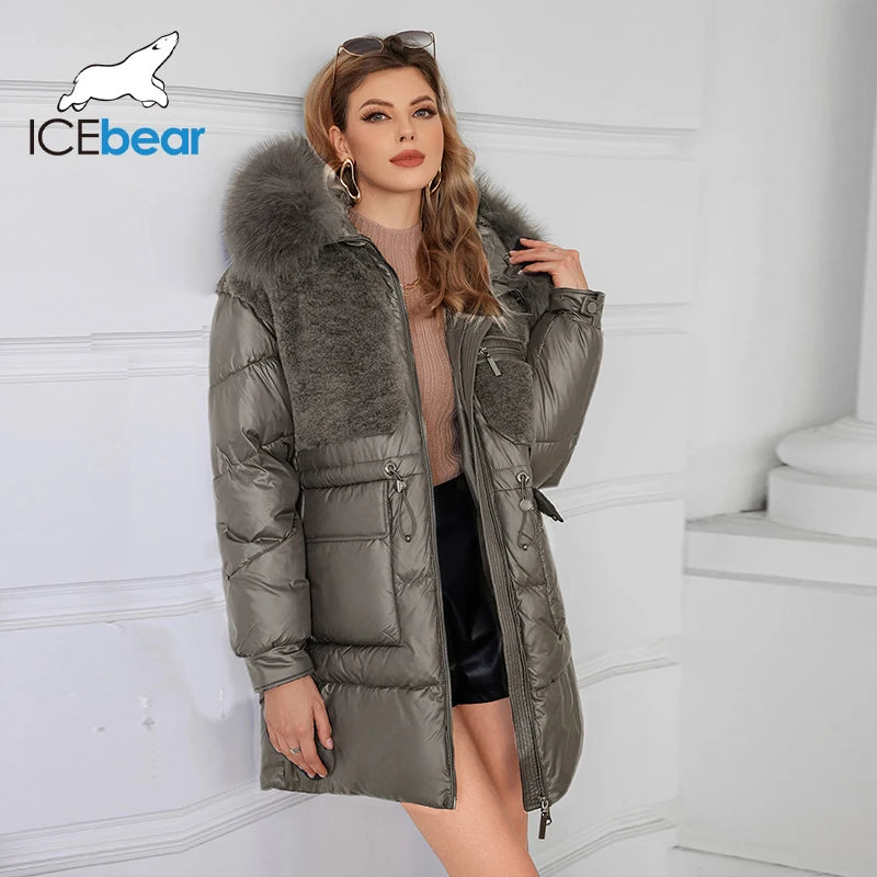 ICEbear Doudoune Femme Mi-longue à Capuche