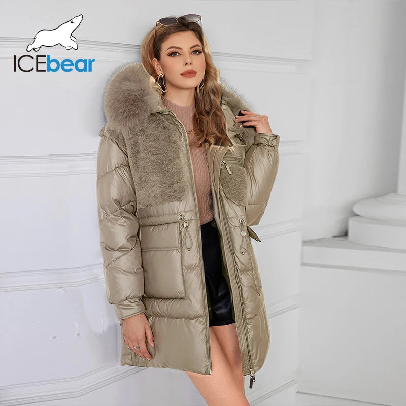 ICEbear Doudoune Femme Mi-longue à Capuche