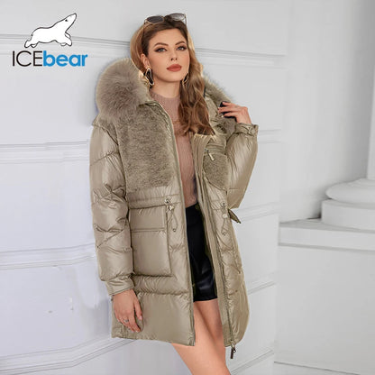 ICEbear Doudoune Femme Mi-longue à Capuche