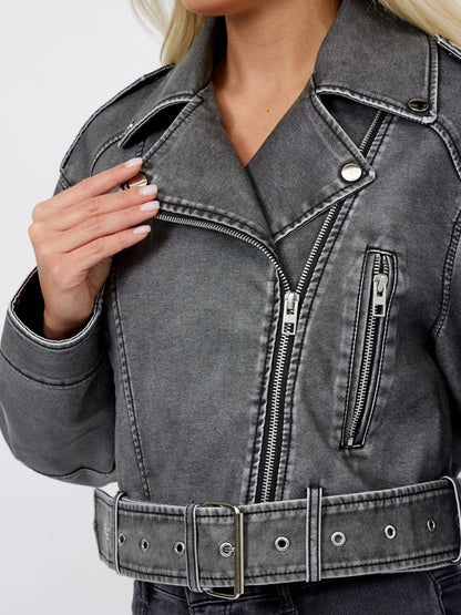 Veste courte vintage femme en similicuir