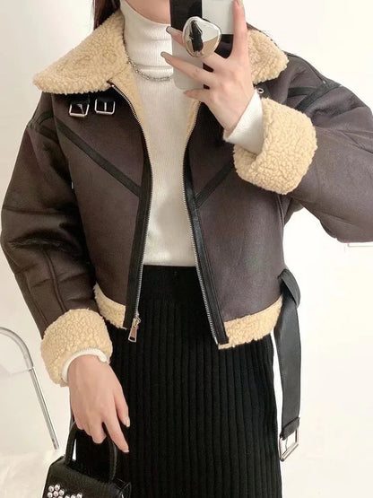 veste similicuir avec ceinture femme
