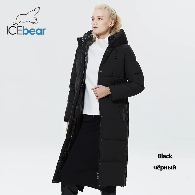 Ice Bear Doudoune Longue Femme Hiver – Manteau Chaud avec Capuche