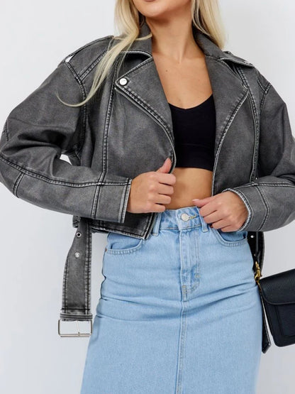 Veste courte vintage femme en similicuir