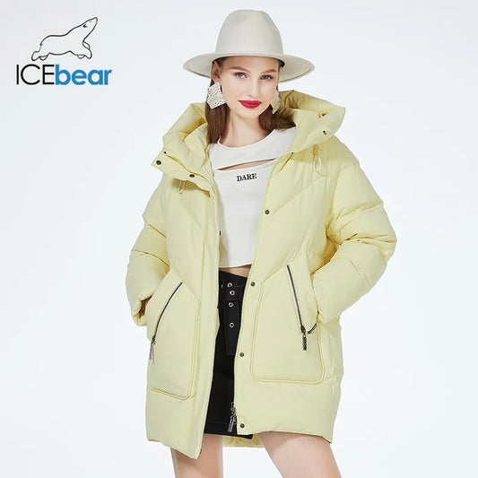 ICEbear Doudoune Femme  – Manteau Hiver Mi-long à Capuche