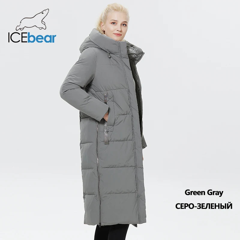 Ice Bear Doudoune Longue Femme Hiver – Manteau Chaud avec Capuche
