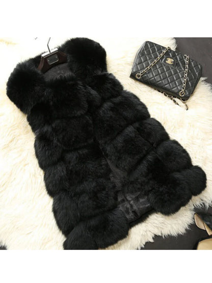 ZADORIN 4XL Female Fur Waistcoat Winter Warm Faux Fox Fur Vest Women High-Grade Cappa Fashion O-Neck Long Fur Coat Cardigan