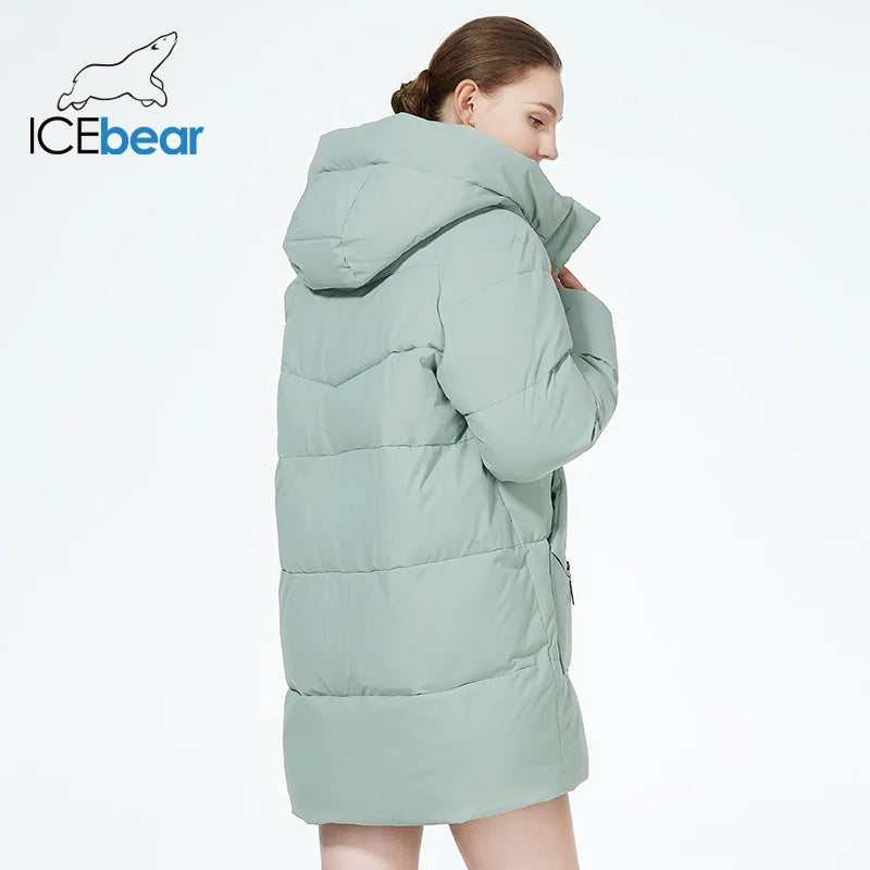 ICEbear Doudoune Femme  – Manteau Hiver Mi-long à Capuche