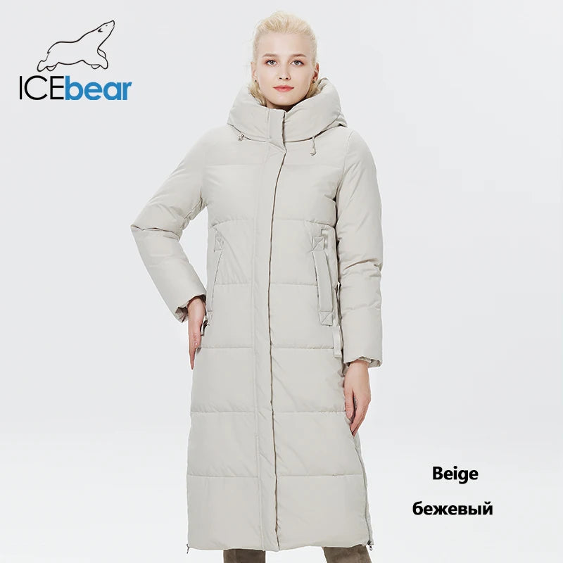 Ice Bear Doudoune Longue Femme Hiver – Manteau Chaud avec Capuche