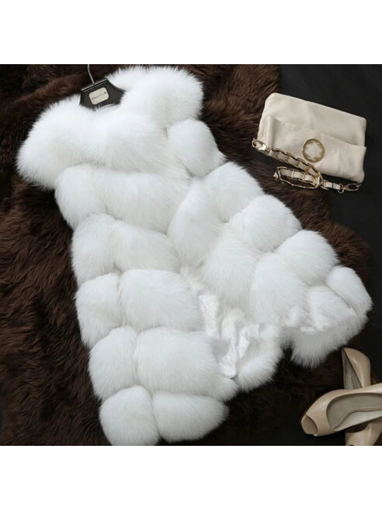 ZADORIN 4XL Female Fur Waistcoat Winter Warm Faux Fox Fur Vest Women High-Grade Cappa Fashion O-Neck Long Fur Coat Cardigan