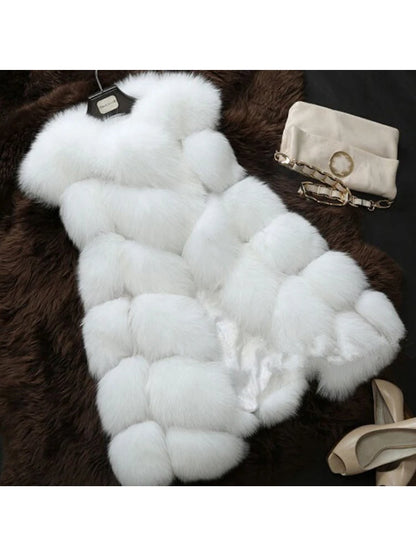 ZADORIN 4XL Female Fur Waistcoat Winter Warm Faux Fox Fur Vest Women High-Grade Cappa Fashion O-Neck Long Fur Coat Cardigan