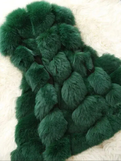 ZADORIN 4XL Female Fur Waistcoat Winter Warm Faux Fox Fur Vest Women High-Grade Cappa Fashion O-Neck Long Fur Coat Cardigan